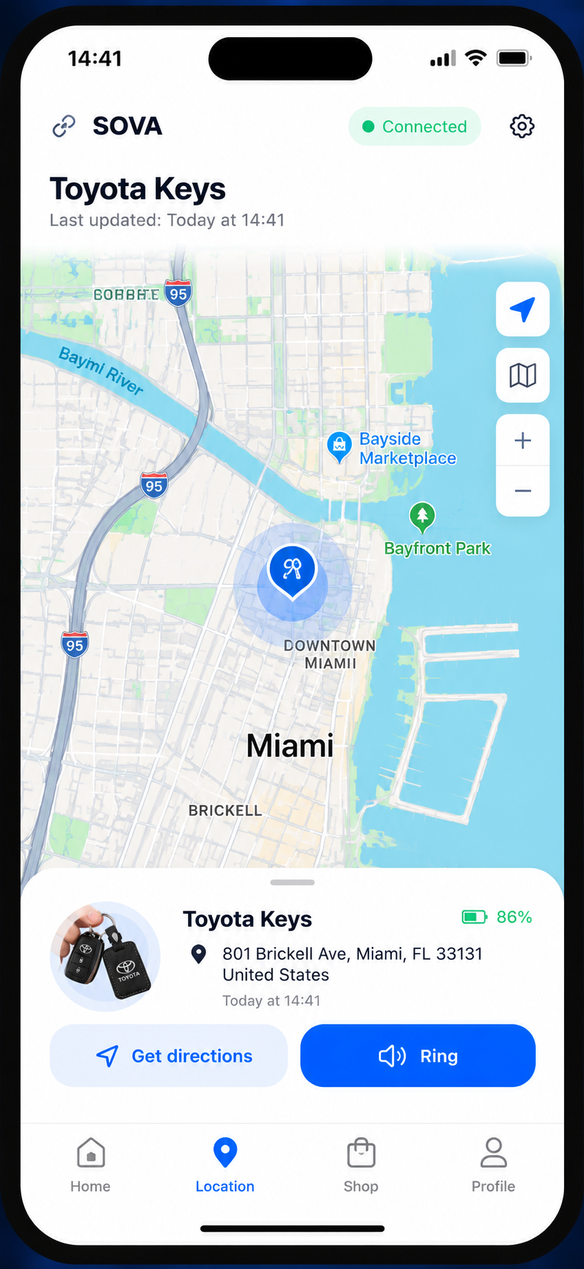 App map showing the keys' location